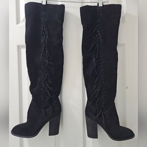 Carlos by Carlos Santana Black Over the Knee Suede Boots